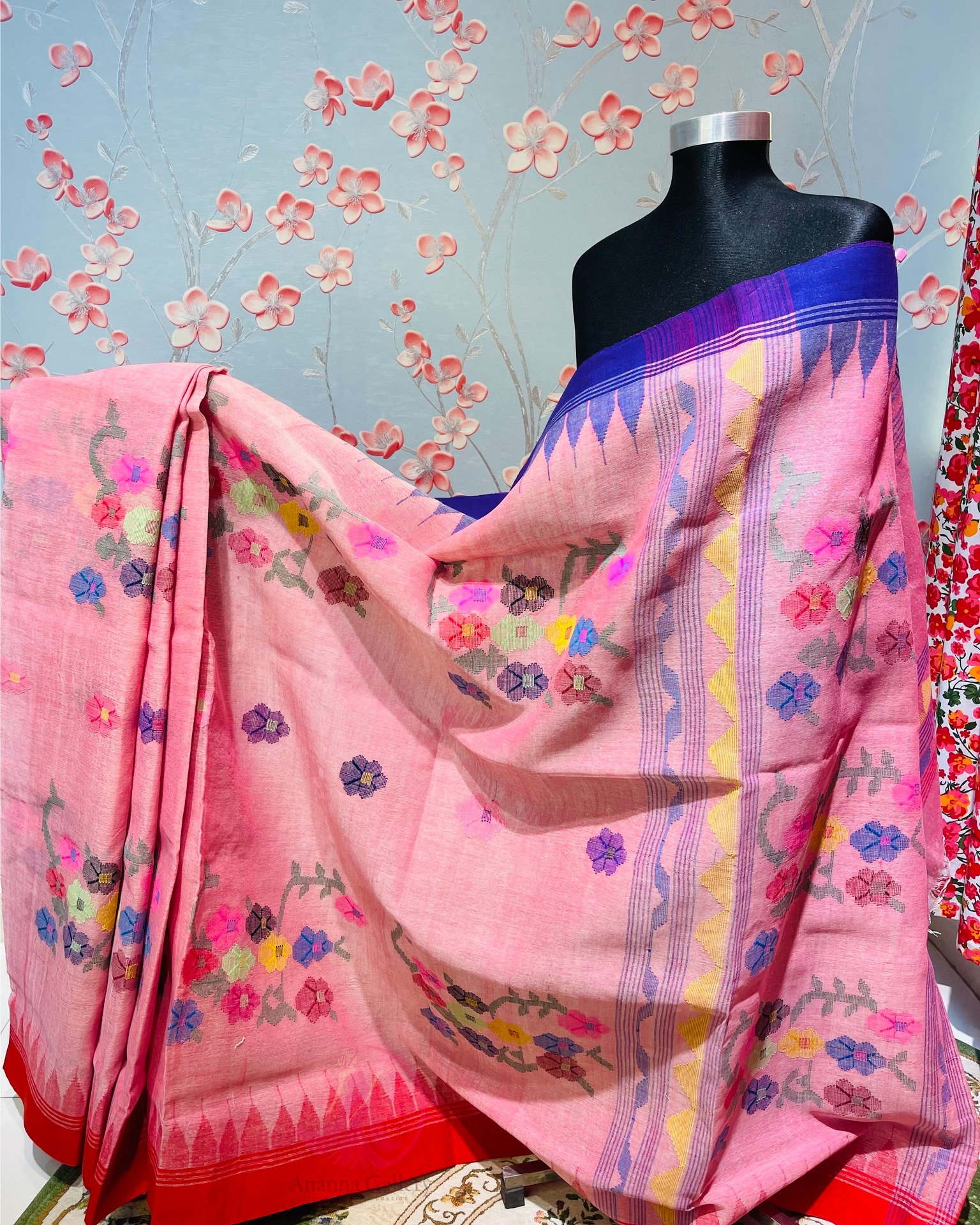 Orchid Pink Monipuri Saree - Image 1
